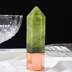 Xiuyan Jade Hexagonal Prism Natural Xiuyan Jade Roller Ball Bottles, Essential Oil Bottles, 2.5x2.5x9.3cm