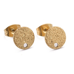 Золотой Ионное покрытие (ip) 304 детали серьги-гвоздики из нержавеющей стали, со спинкой серьги и петлей, , плоско-круглые, золотые, 8x1 мм, отверстие : 1.4 мм, штифты : 0.8 мм