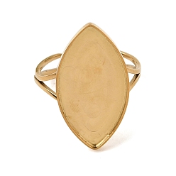 Real 18K Gold Plated Horse Eye 304 Stainless Steel Open Cuff Bangle Makings with Bezel Tray, Ion Plating(IP), Long-Lasting Plated, Real 18K Gold Plated, Inner Diameter: 0.79 inch(2cm), Tray: 25x14mm