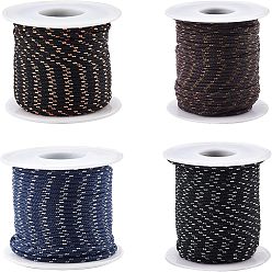 Gemischte Farbe Mehrzweck-Polyester-Fallschirmschnur, für die Herstellung von Armbändern oder Schnürsenkeln, Gemischte Farbe, 2 mm, ungefähr 20 m / Rolle, 4 Farben, 1 Rolle / Farbe, 4 Stück / Set