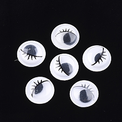 White Colors Wiggle Googly Eyes Cabochons, With Eyelash Pattern, DIY Scrapbooking Crafts Toy Accessories, White, 10x3mm