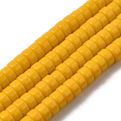 Желтый Непрозрачное стекло бисер нитей, диск, желтые, 6x3 мм, отверстие : 1.2 мм, около 115 шт / нитка, 14.96'' (38 см)
