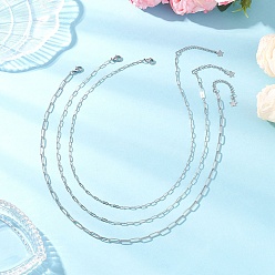 Платиновый & Цвет Нержавейки 304 латунные и 3 нержавеющая сталь 18.39~18.50 цепочки-скрепки для женщин, платины и нержавеющая сталь цвет, 46.7~47 дюйм (3 см), {1} шт / комплект