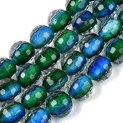 Royal Blue Resin Beads Strands, Bead in Bead, with Two Tone Glass Bead Inside, Round, Faceted(96 Facets), Royal Blue, 9~10mm, Hole: 0.7mm, about 49~51pcs/strand, 18.50~19.29 inch(47~49cm)
