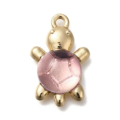 Pink Подвески из акрилового сплава, золотые, черепахи, розовые, 22x13.5x6.5~6.8 мм, отверстие : 1.6 мм