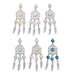 (52) Непрозрачная лаванда Сплавочные подвески тибетского стиля, тканая сетка, с колпачками из непрозрачной смолы и бусинами из АБС-пластика, имитирующими жемчуг, разноцветные, 97x26.5x5.5 мм, отверстие : 2 мм