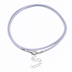 Gray Waxed Cotton Cord Necklace Making, with Alloy Lobster Claw Clasps and Iron End Chains, Platinum, Gray, 17.4 inch(44cm), 1.5mm