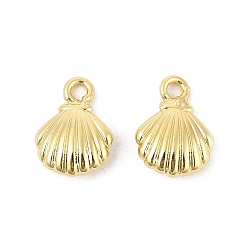 Настоящее золото 18K Латунные подвески, подвески в форме ракушек, стойки покрытие, долговечный, без свинца и без кадмия, реальный 18 k позолоченный, 14x10.5x4 мм, отверстие : 1.8 мм