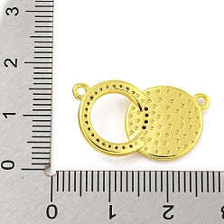 Прозрачный Подвеска из настоящей позолоченной латуни с микропаве из циркония, плоские круглые с кольцом, прозрачные, 18 мм, отверстие : 13.5x24.5x3 мм