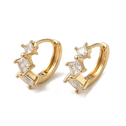 Light Gold Серьги-кольца из латуни с микропаве из кубического циркония, со стеклом, золотой свет, 17x8 мм