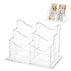 Clear 4-Slot Transparent Acrylic Business Name Card Display Stands, Card Organizer Holder for Office, Clear, 149x90x107mm, Inner Diameter: 60x31mm