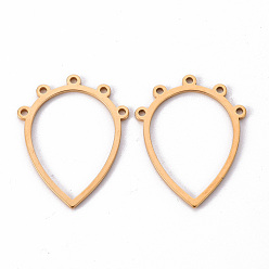 Golden 304 Edelstahl Kronleuchter Komponenten Links, Träne, Laserschnitt, golden, 24x18.5x1 mm, Bohrung: 1.5 mm