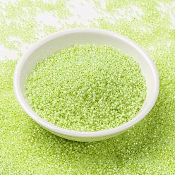 (RR675) Silverlined Chartreuse Opal MIYUKI Round Rocailles Beads, Japanese Seed Beads, 15/0, (RR675) Silverlined Chartreuse Opal, 1.5mm, Hole: 0.7mm, about 250000pcs/pound