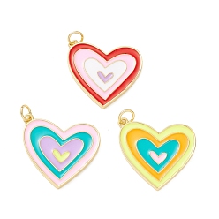 (52) Непрозрачная лаванда Стойки обшивки латунные подвески, с эмалью и прыжковым кольцом, без кадмия и без свинца, реальный 18 k позолоченный, сердце, разноцветные, 20.5x22x2 мм, отверстие : 3.5 мм