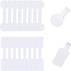 White Jewelry Display Sticker Self-adhesive Paper, Ring Jewelry Tags, Rectangle and Round, White, 6x1.2cm, 1.4x5cm, 800pcs/set