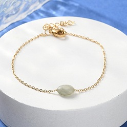 Другие Нефриты 304 браслеты из бусин из натурального нефрита из нержавеющей стали, браслеты-цепочки для женщин, ионное покрытие (ip), золотые, 6-1/8 дюйм (15.7 см)