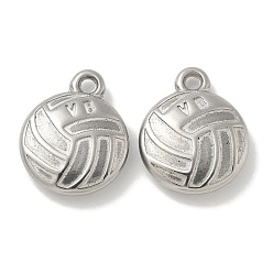 Нержавеющая Сталь Цвет Антикоррозийные 304 подвески из нержавеющей стали, волейбольный шарм, цвет нержавеющей стали, 17.5x14x4.5 мм, отверстие : 1.8 мм