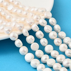 Желтая Старая Ткань  Нити из натурального культивированного пресноводного жемчуга, двух сторон полированной, класс 5, старое кружево, 10~11 мм, отверстие : 0.6 мм, около 36~38 шт / нитка, 13.70"~14.21'' (34.8~36.1 см)