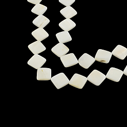 Other Sea Shell Rhombus Natural Sea Shell Beads Strands, 10~12x10~12x2.5~3mm, Hole: 1mm, about 38pcs/strand, 15.3 inch
