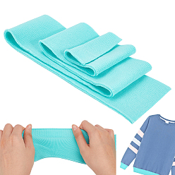 Темно-бирюзовый Полиэстеровая резинка для манжет, отделка воротника выреза горловины пояса, трикотажный подол, стеганая ткань, темные бирюзовый, 800~850x70~75x1.5 мм