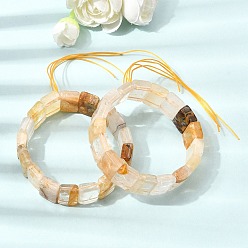 Yellow Iron Quartz Браслеты из эластичных бусин из натурального желтого железного кварца в форме прямоугольной плитки, внутренний диаметр: 2.17 дюйм (5.5 см)
