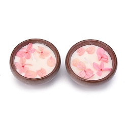 Бледно-Розовый Коричневые фарфоровые свечи, бездымные украшения в форме чаши, с засушенными цветами, коробка только для защиты, снова нет подачи, если коробка раздавлена, розовый жемчуг, 65x31 мм, 2 шт / комплект