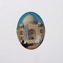 Colorful The White House Photo Glass Oval Cabochons, European Style, Colorful, 25x18x6mm