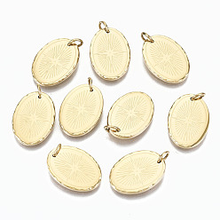 Настоящее золото 14K 304 подвески из нержавеющей стали, с прыжковых колец, овальные со звездой, реальный 14 k позолоченный, 17.5x12.5x2 мм, Перейти кольцо: 5x0.8 мм, 3.4 мм внутренним диаметром