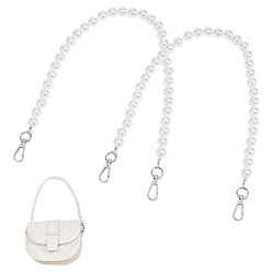 Белый Винтажные ремешки для сумок с имитацией жемчуга и бусинами, с поворотными застежками из цинкового сплава, аксессуары для замены ручки сумки, белые, 54.8 см, 2 шт / коробка