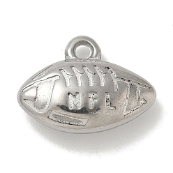 Нержавеющая Сталь Цвет Антикоррозийные 304 подвески из нержавеющей стали, очарование регби, цвет нержавеющей стали, 13x17x5.5 мм, отверстие : 1.8 мм