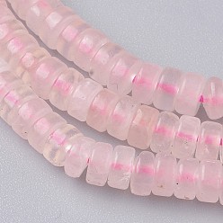 Rose Quartz Natural Rose Quartz Beads Strands, Heishi Beads, Flat Round/Disc, 4.5x2.5mm, Hole: 0.8mm, about 160pcs/Strand, 15.7 inch(40cm)