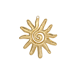 Настоящее золото 18K 304 подвески из нержавеющей стали, солнце, ионное покрытие (ip), реальный 18 k позолоченный, 29x26 мм