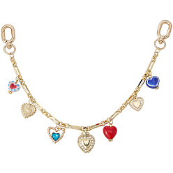 Разноцветный Подвеска в виде сердца из фарфора и стекла ручной работы, латунные декоративные цепочки, золотые, красочный, 322 мм