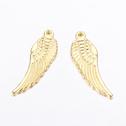 Золотой Сплавочные подвески тибетского стиля, без свинца и без кадмия, крыло, золотые, 30x9x1.5 мм, отверстие : 1 мм