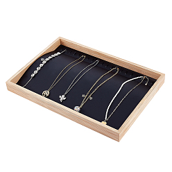Black Bamboo Wood Presentation Boxes, Jewelry Display Plates, Rectangle, Black, 35.4x24.5x3.05cm