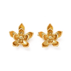 Настоящее золото 18K Шапочки и конусы для бусин, латунные, без кадмия, без никеля и без свинца, цветок, реальный 18 k позолоченный, 15x14x5 мм, отверстие : 1.8 мм