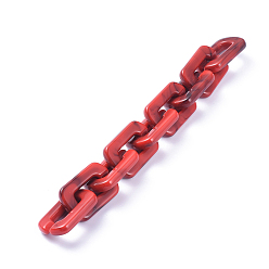 Rot Handgefertigte Acrylkabelketten, Nachahmung Edelstein, Rechteck, rot, 30x20x5 mm, ca. 39.37 Zoll (1 m)/Strang