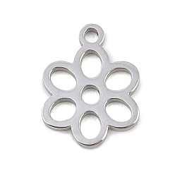 Нержавеющая Сталь Цвет Полые 304 подвески из нержавеющей стали, цветок, цвет нержавеющей стали, 11.5x8.5x1 мм, отверстие : 1.2 мм