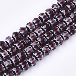 Кокосово-Коричневый Стеклянные бусины, граненые, RONDELLE с цветком, кокосового коричневый, 9.5~10x7.5~8 мм, отверстие : 1.5~2 мм, около 72 шт / нитка, 21.2 дюйм