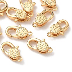 Real 18K Gold Plated SHEGRACE Brass Lobster Claw Clasps, Flat Round, Cadmium Free & Lead Free & Nickel Free, Real 18K Gold Plated, 13x7.5x4mm, Hole: 1.2mm