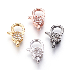 (52) Непрозрачная лаванда Латунные микро проложить кубического циркония когтя омара застежками, прозрачные, разноцветные, 19x12x4.5 мм, отверстие : 1.5 мм