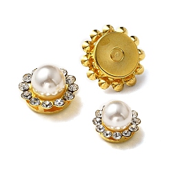 Золотой 150шт 3 стиль цветок пришитый стразы, пластиковые стразы, с имитацией жемчуга и золотым железом, золотые, 9~13x7.5~8.5 мм