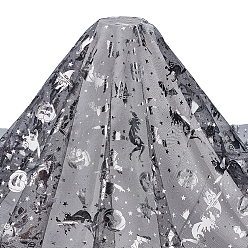 Серебро Полиэстеровая сетчатая ткань для Хэллоуина, товары для поделок своими руками, прямоугольник с узором ведьм, серебряные, 1600x0.1 мм