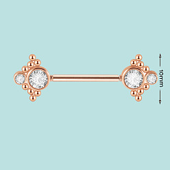 Розовое Золото 304 Кольца для сосков из нержавеющей стали с кристаллами и стразами, розовое золото , 10 мм