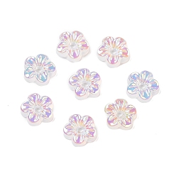 Colorful UV Plating Acrylic Bead Caps, Iridescent, 5-Petal Flower, Colorful, 8x8x2mm, Hole: 1.4mm