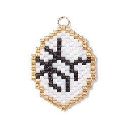 Близнецы Подвески из стеклянных бусин с изображением двенадцати созвездий, с 304 кольцом из нержавеющей стали, реальный 18 k позолоченный, Близнецы, 27x20x1.5 мм, отверстие : 2.5 мм