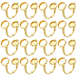 Настоящее золото 18K 16шт. 304 нержавеющая сталь открытая манжета кольцо фурнитура, настройка кольца колодки, плоско-круглые, реальный 18 k позолоченный, внутренний диаметр: 17 мм, лоток: 8 & мм 6 мм