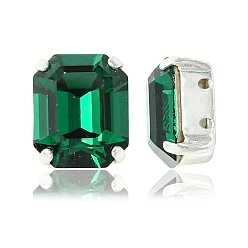 50730 Emerald Пришивные чашки preciosa® maxima crystal, многожильных ссылки, чешский хрусталь, с настройками латуни, 719 37 410 восьмиугольник, серебряные, 50730 изумруд, 12x10 мм