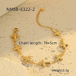 Cross 304 женские браслеты-цепочки со звеньями из нержавеющей стали, золотые, крестик, 7-1/8 дюйм (18 см)