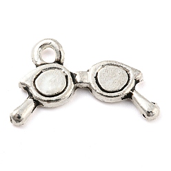 Antique Silver Alloy Charms, Cadmium Free & Lead Free, Glasses, Antique Silver, 13.5x22.5x2mm, Hole: 2mm, about 714pcs/1000g